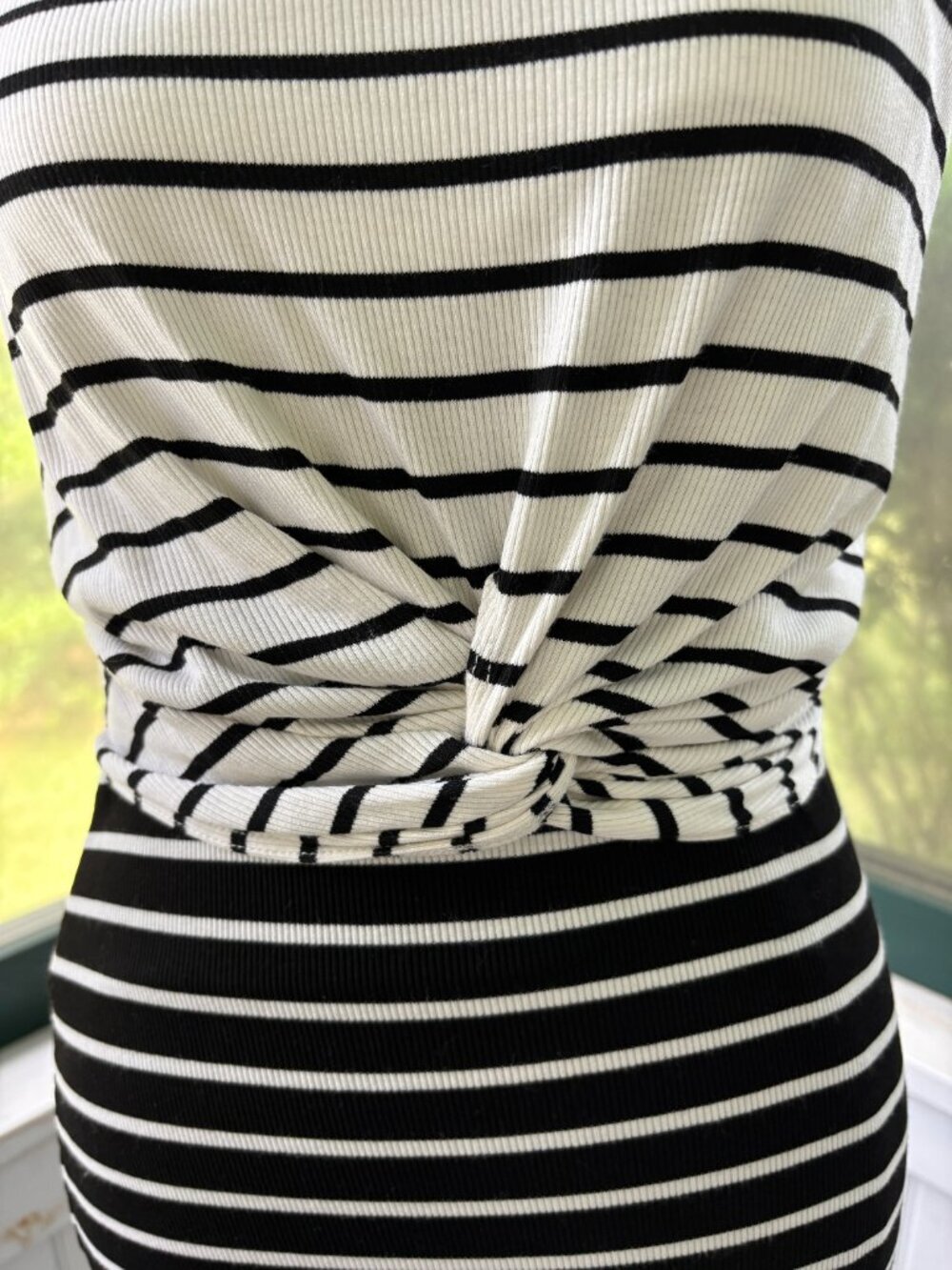 Bailey/44 Black & White Stripe Twist-Knot Midi Dress | Size M | Like New - Picture 2 of 7
